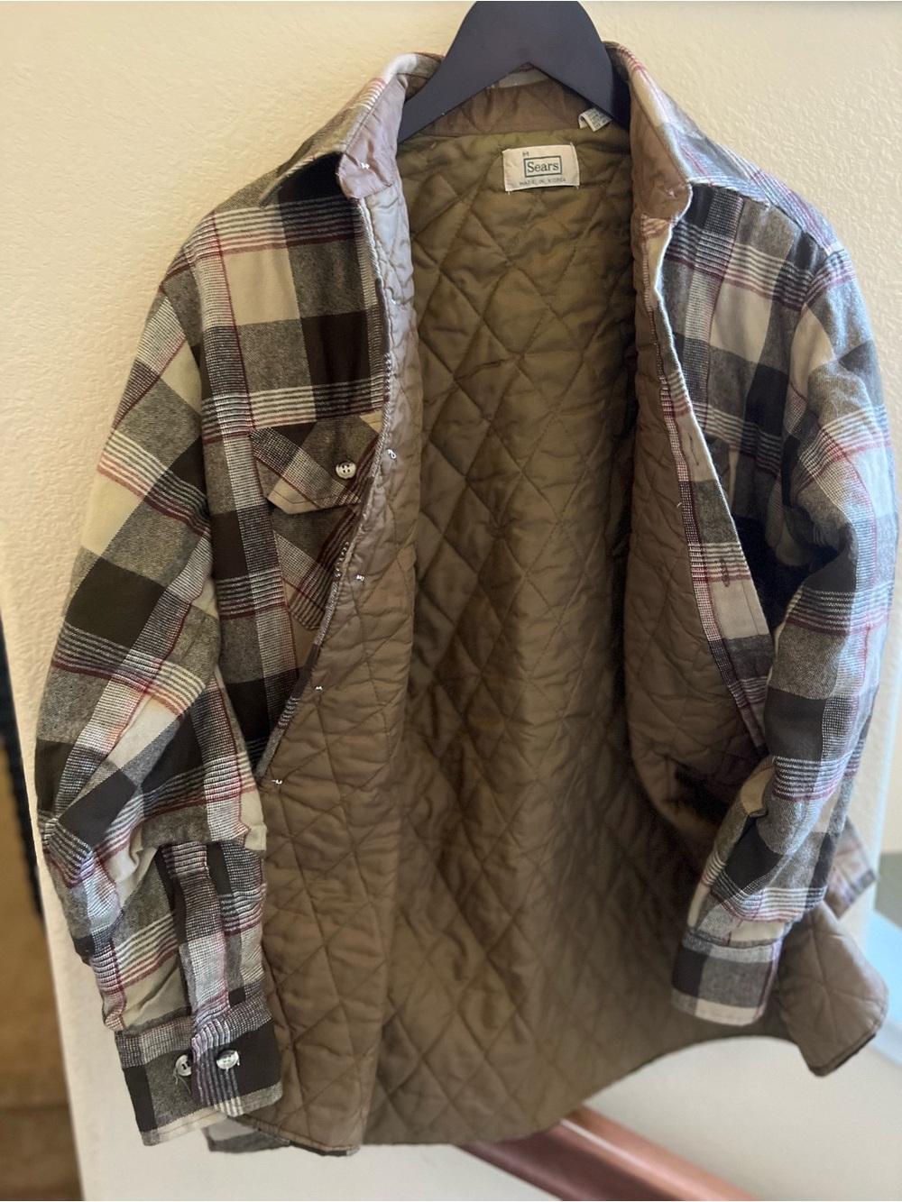 Vintage Sears Plaid Quilted Lined Shirt Jacket